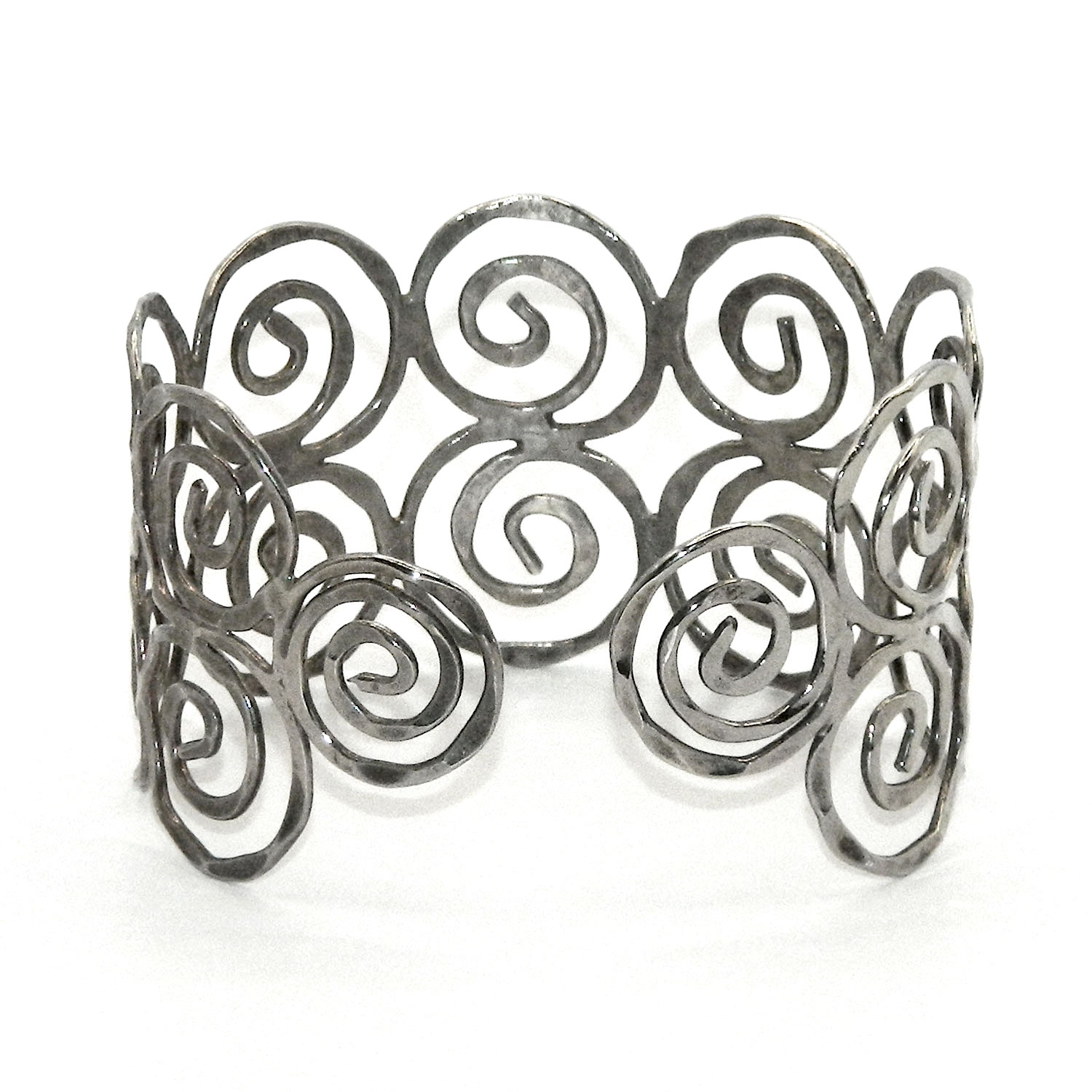 spiral hammered metal cuff bracelet