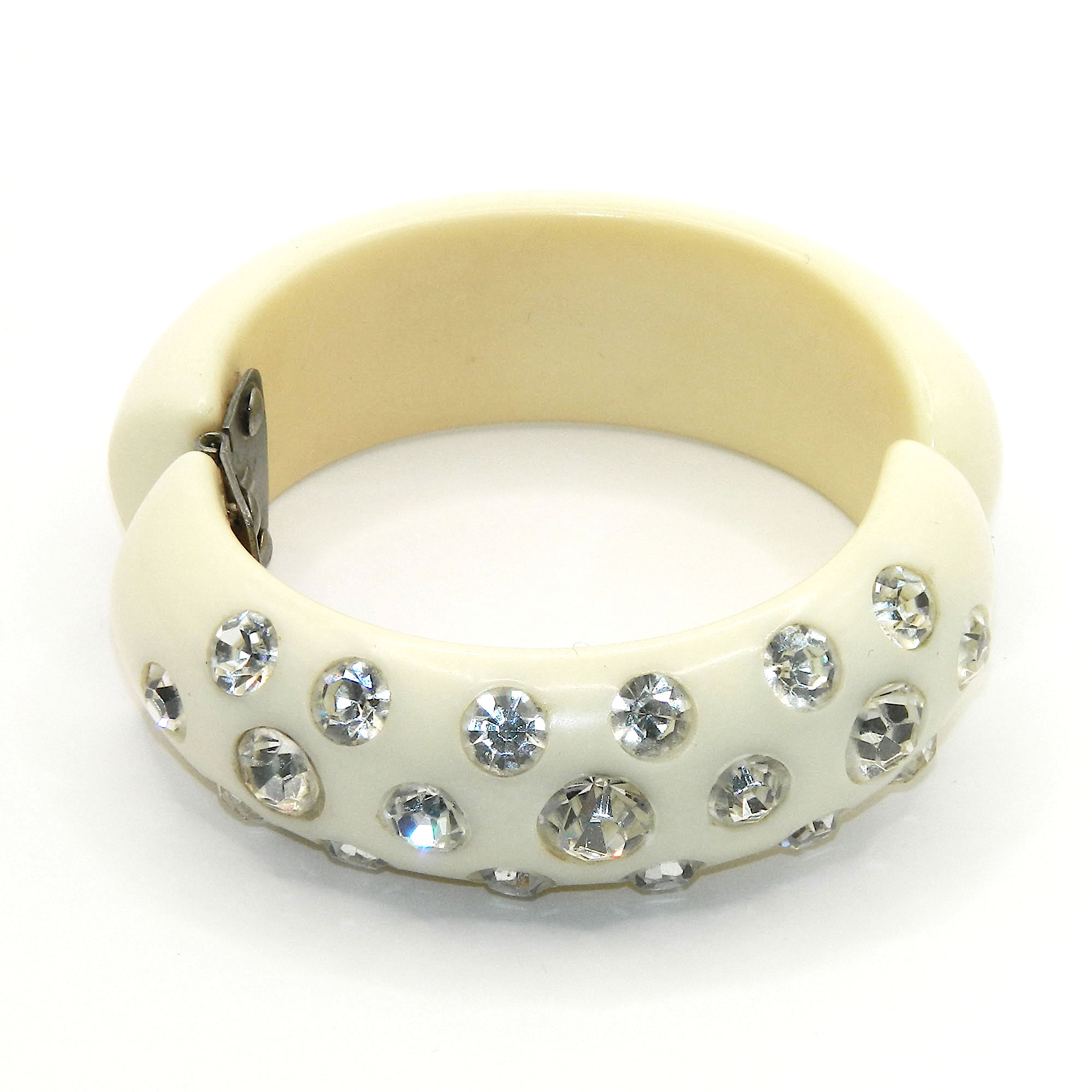 1950s rhinestone clamper bracelet