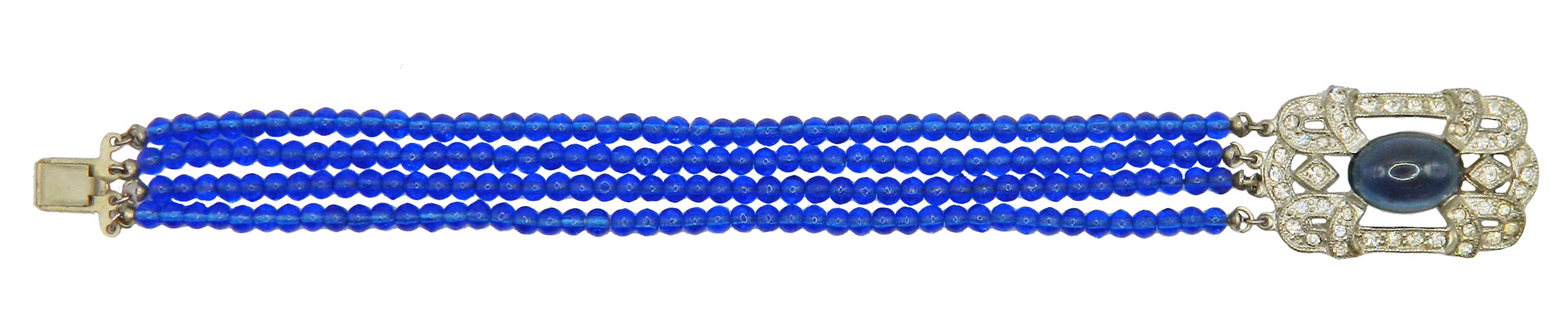 1920s Art Deco cobalt bead bracelet