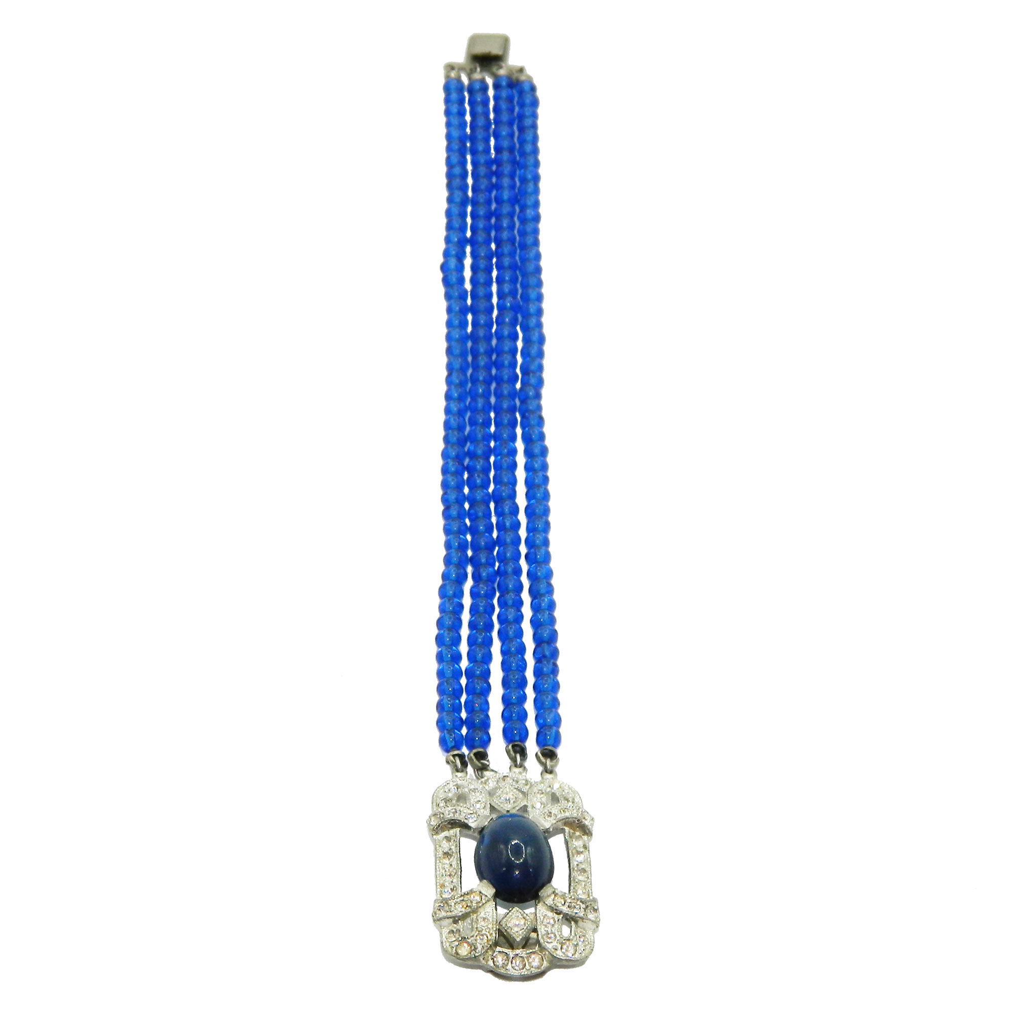 1920s Art Deco cobalt bead bracelet