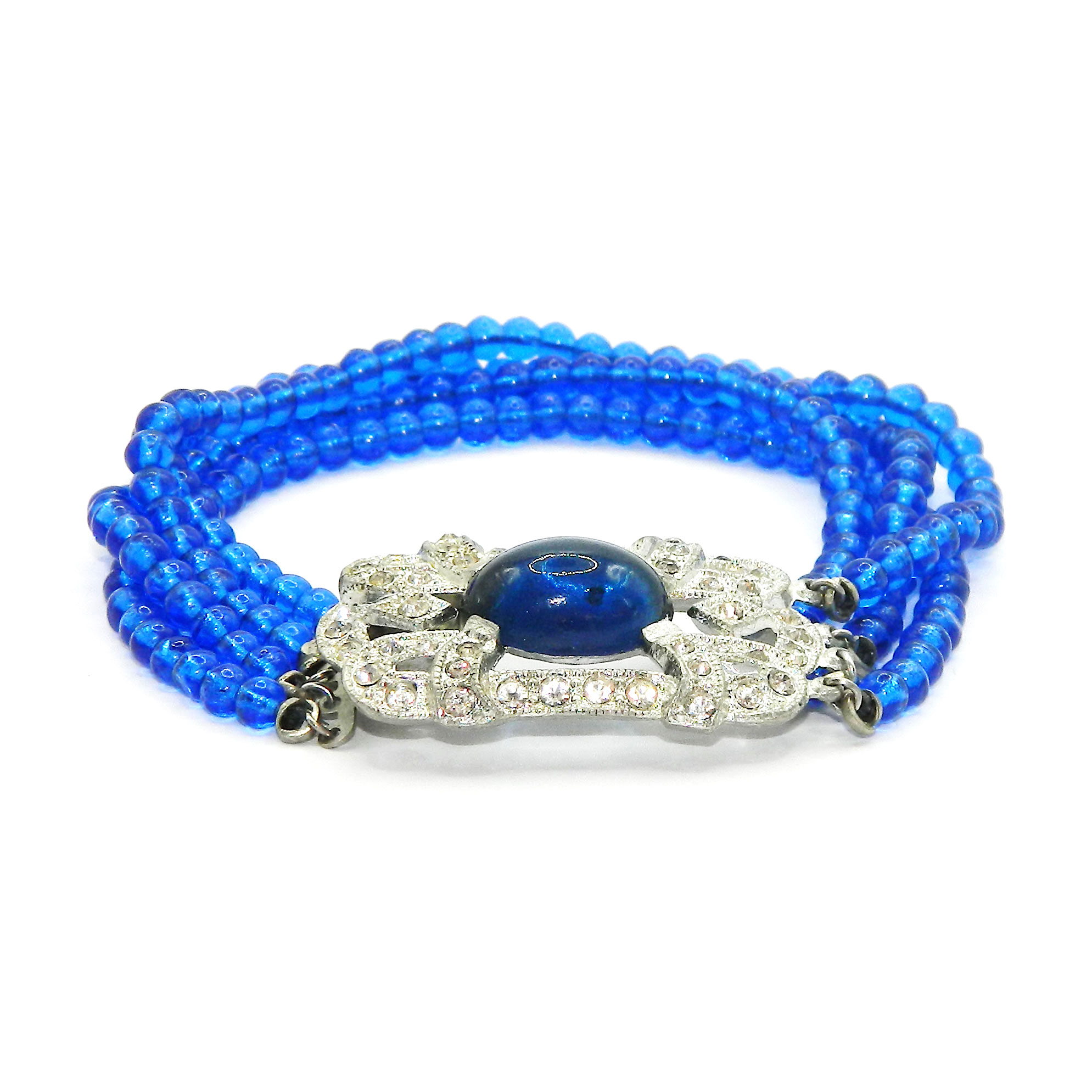 1920s Art Deco cobalt bead bracelet