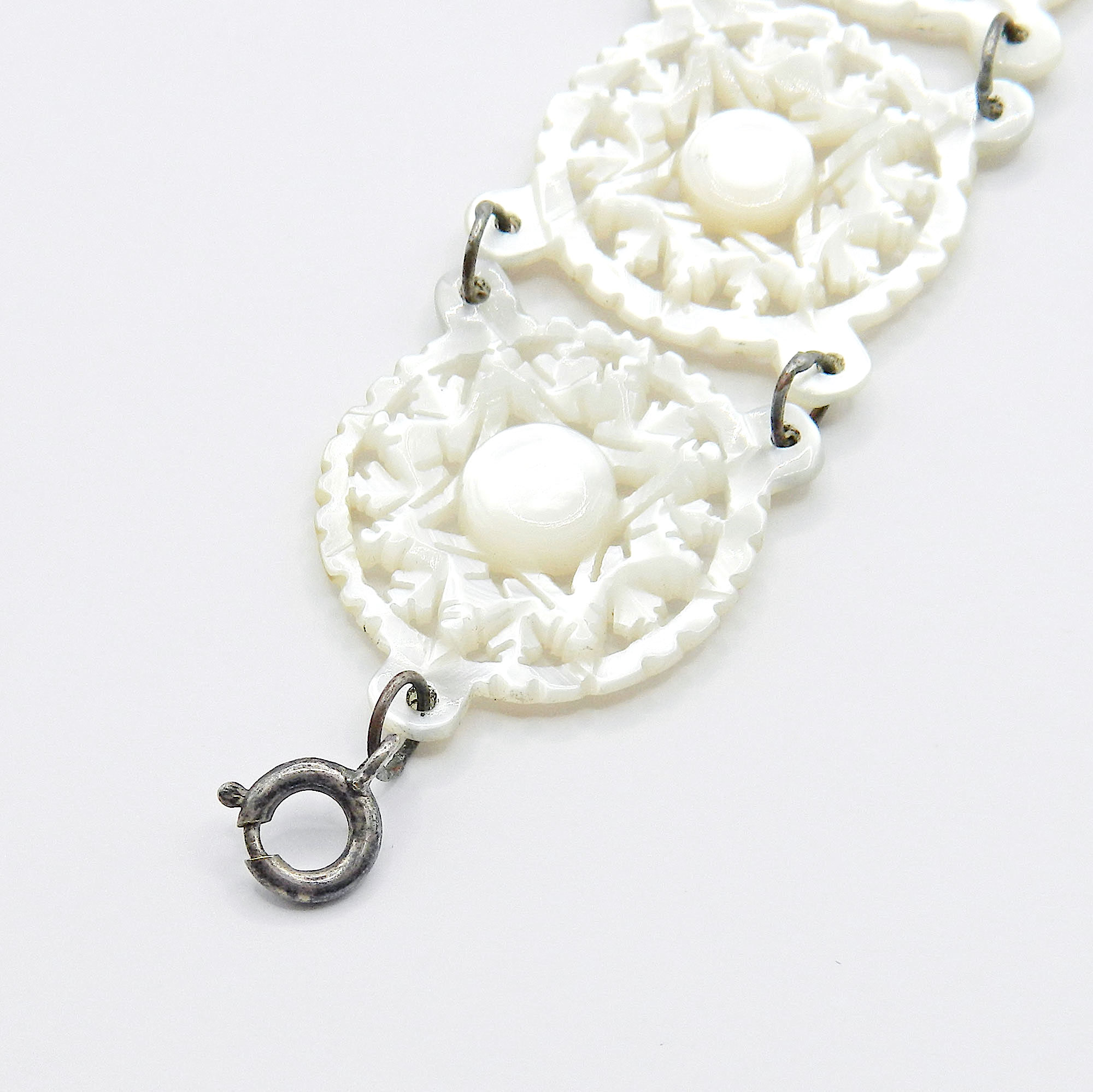 Carved mother of pearl bracelet