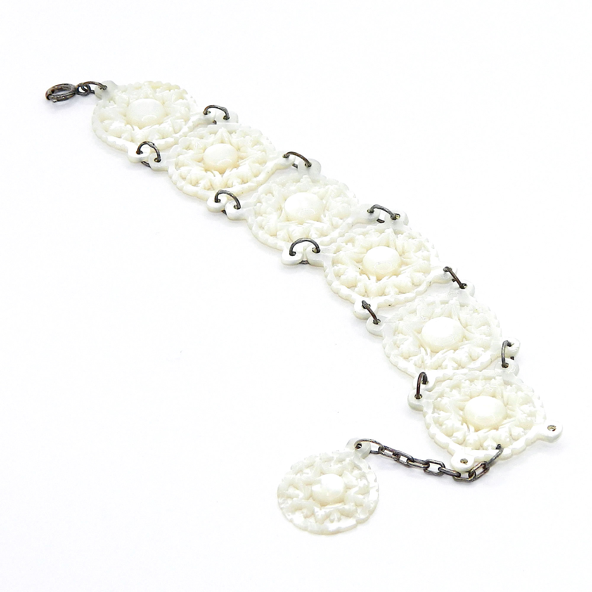 Carved mother of pearl bracelet