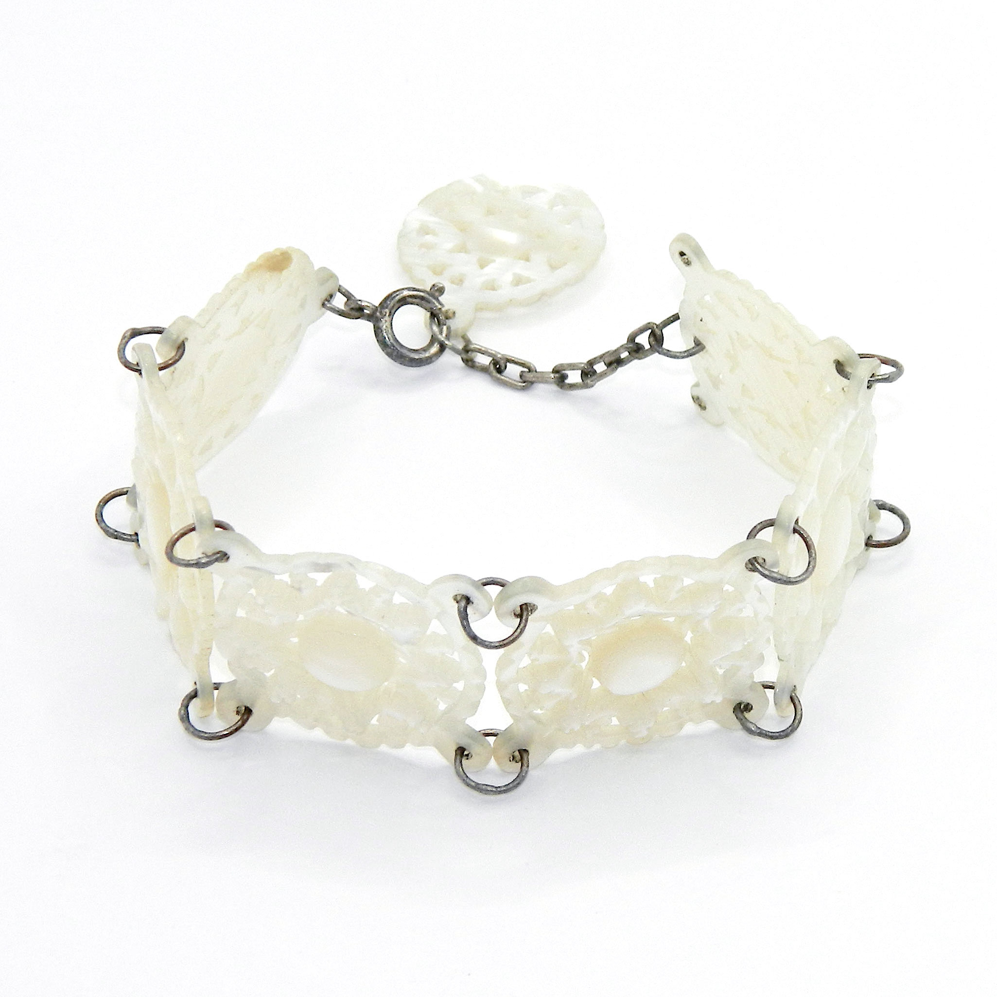 Carved mother of pearl bracelet