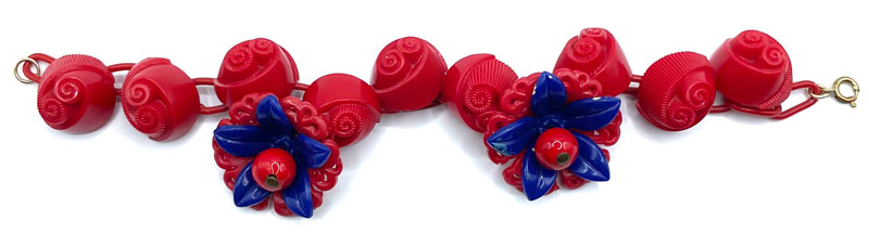 1930s celluloid charm bracelet