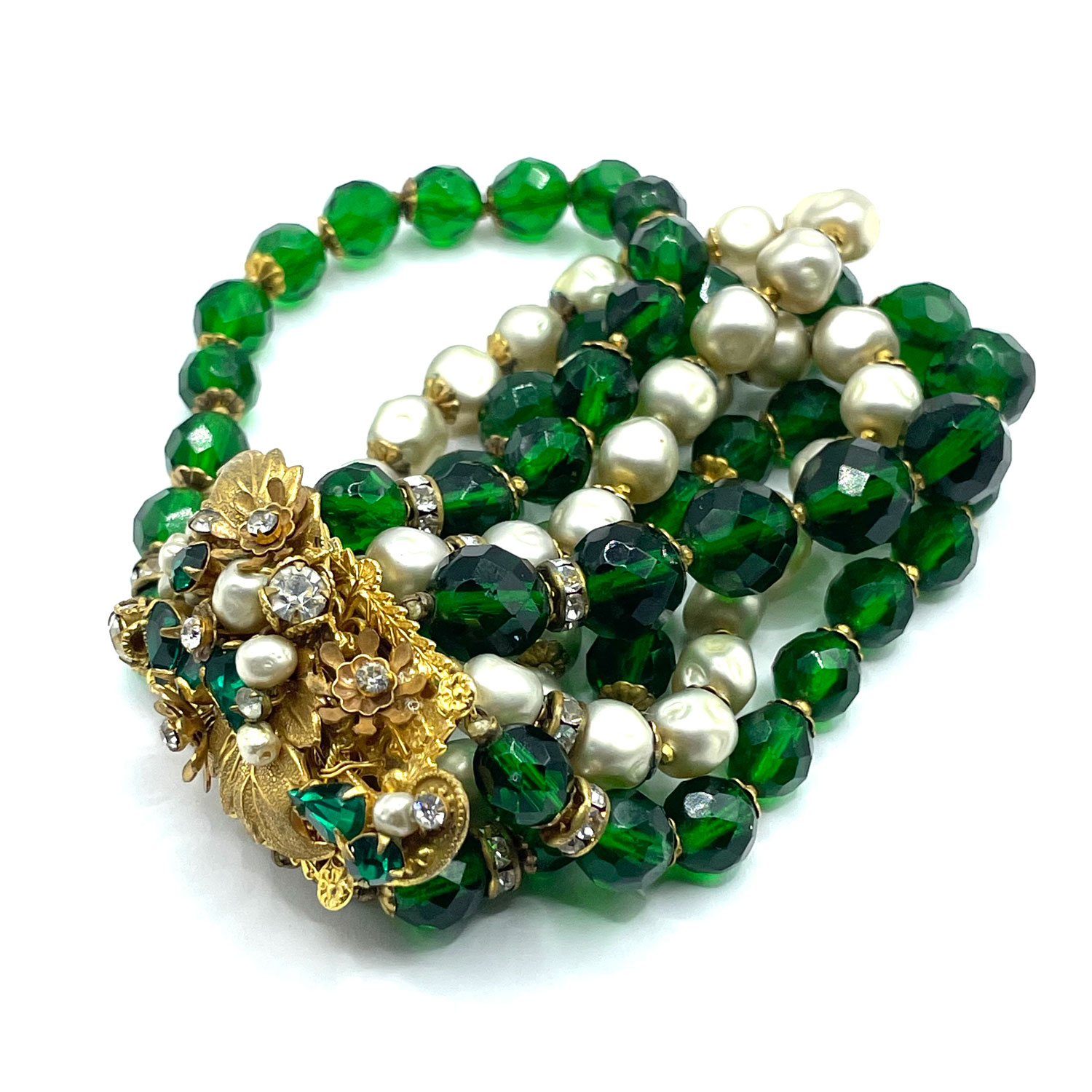 1950s DeMario beaded rhinestone bracelet
