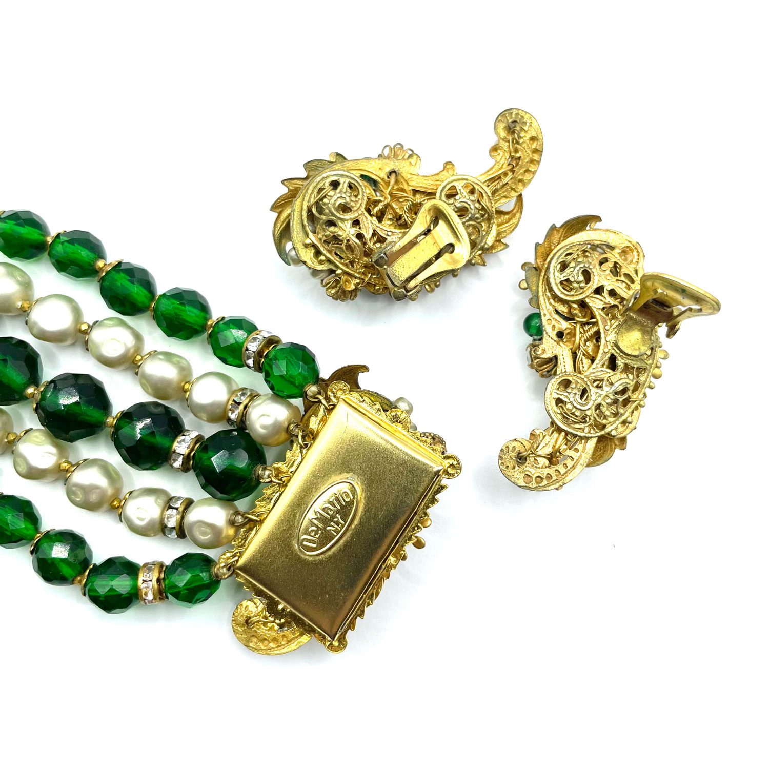 1950s DeMario beaded rhinestone bracelet