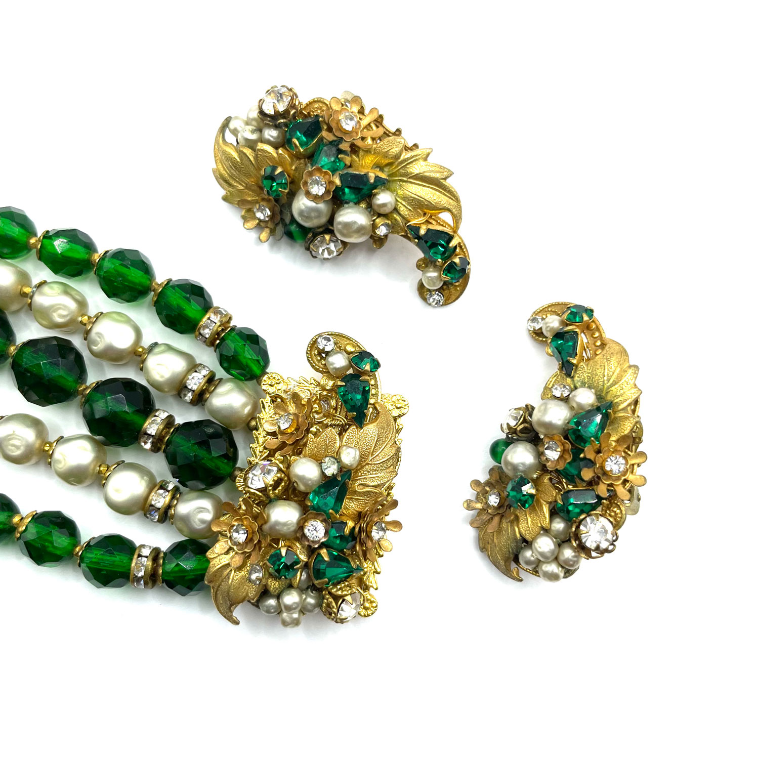 1950s DeMario beaded rhinestone bracelet