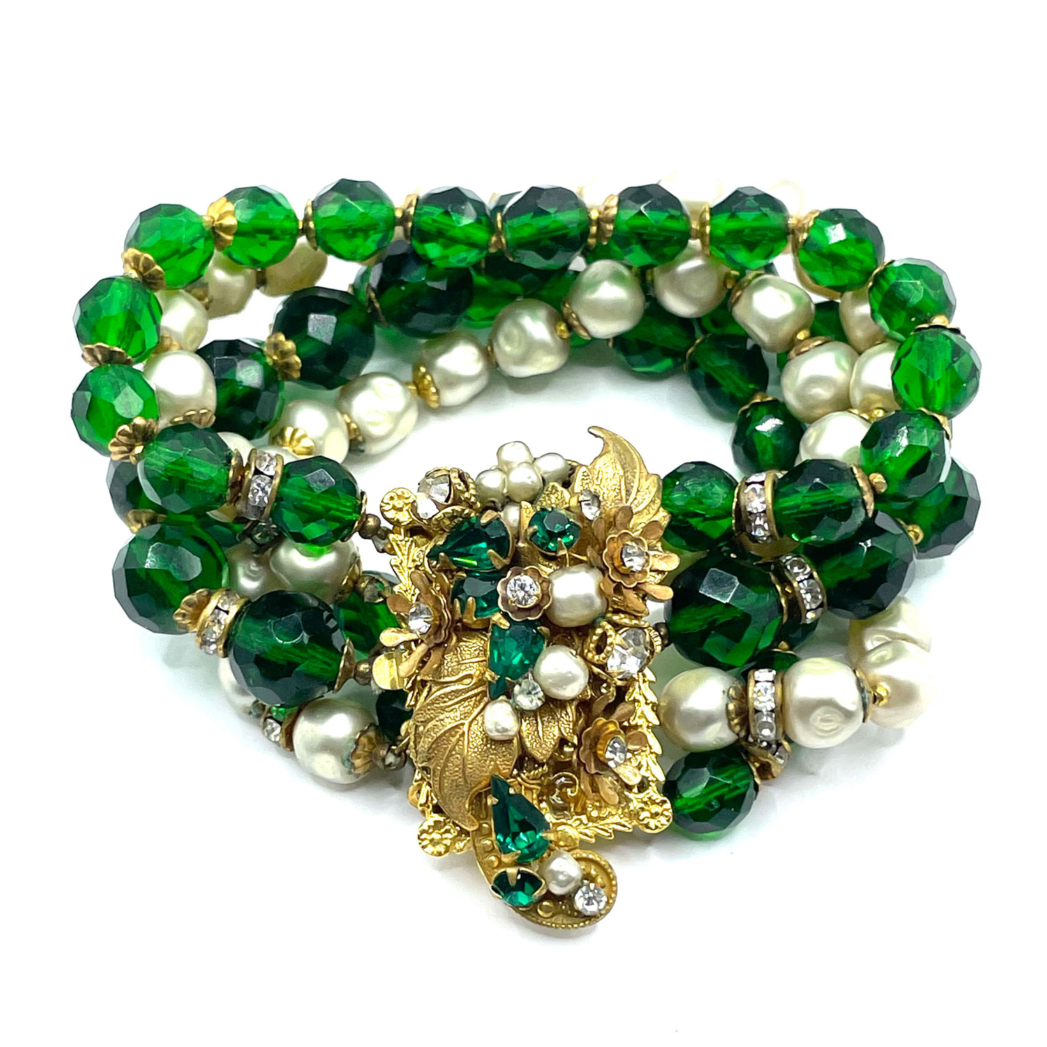 1950s DeMario beaded rhinestone bracelet
