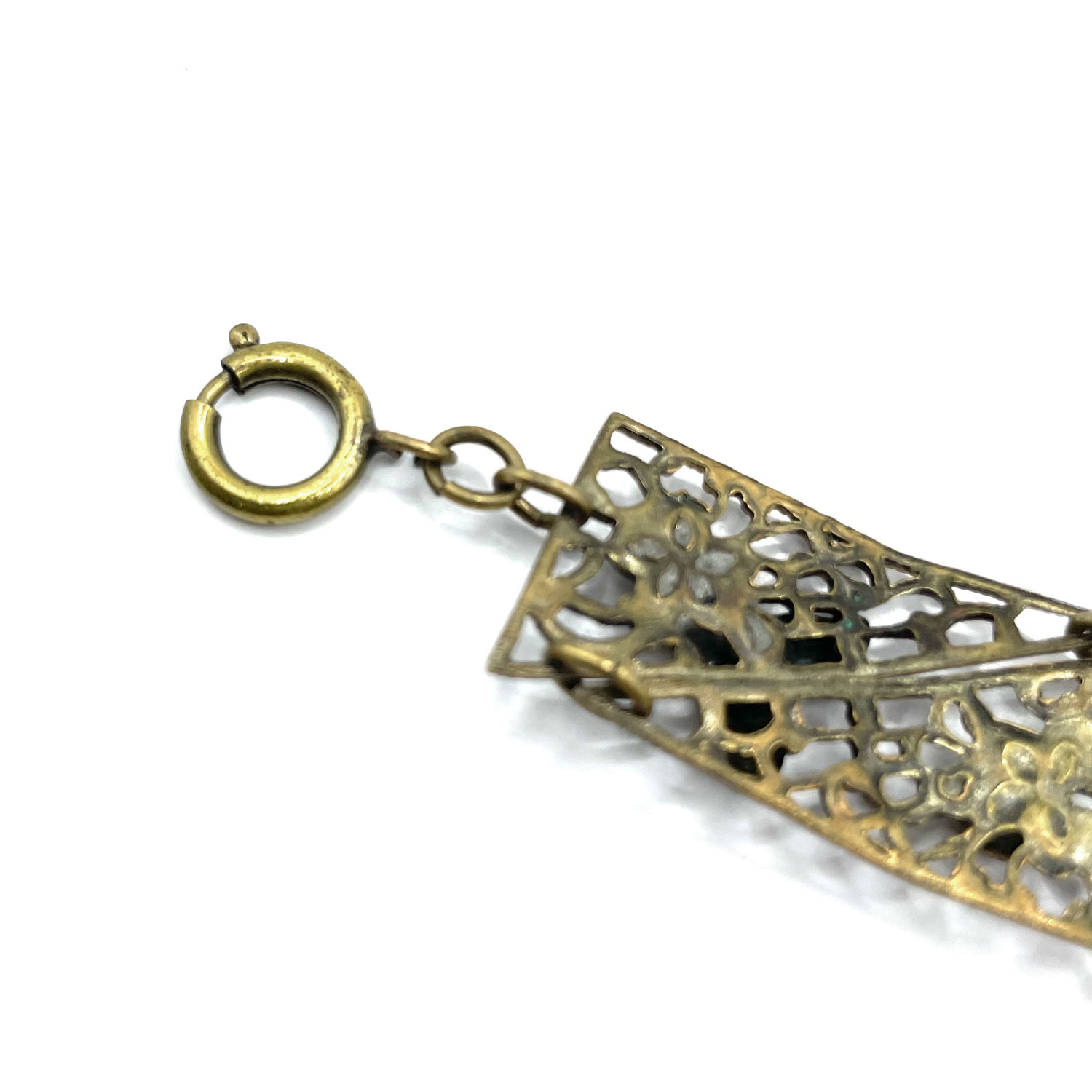 1920s enameled amber rhinestone bracelet