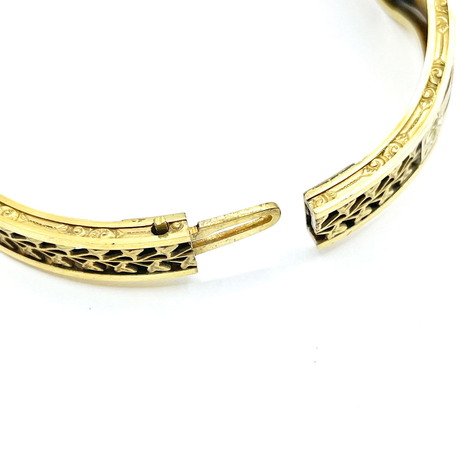 Antique gold filled cameo bangle bracelet