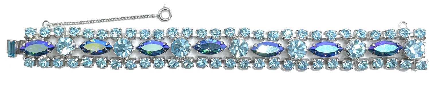 1950s Regency blue rhinestone bracelet