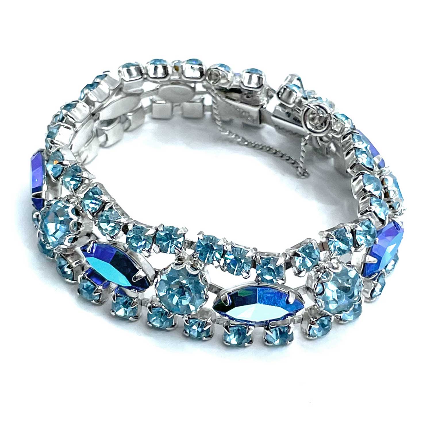 1950s Regency blue rhinestone bracelet