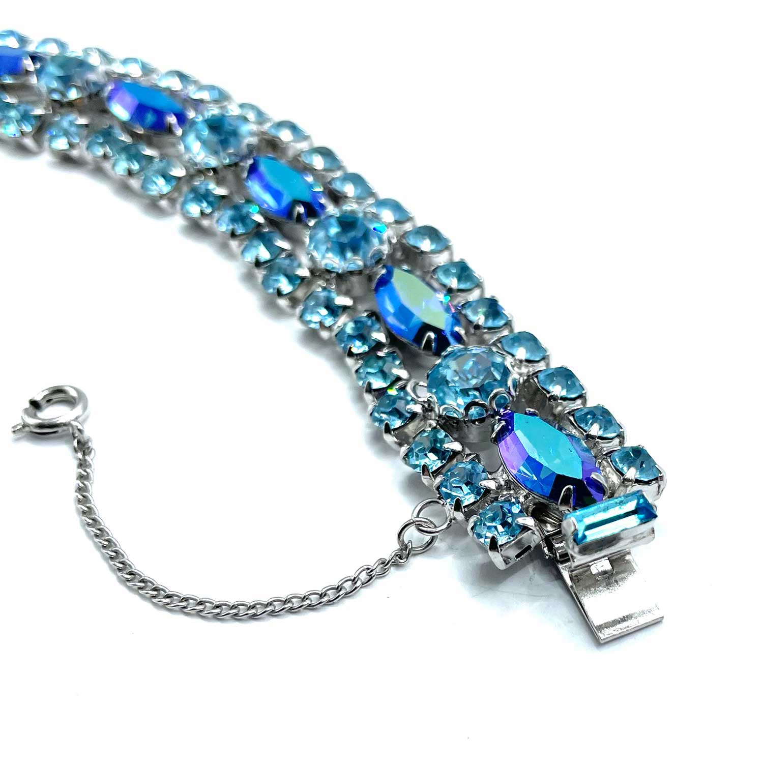 1950s Regency blue rhinestone bracelet