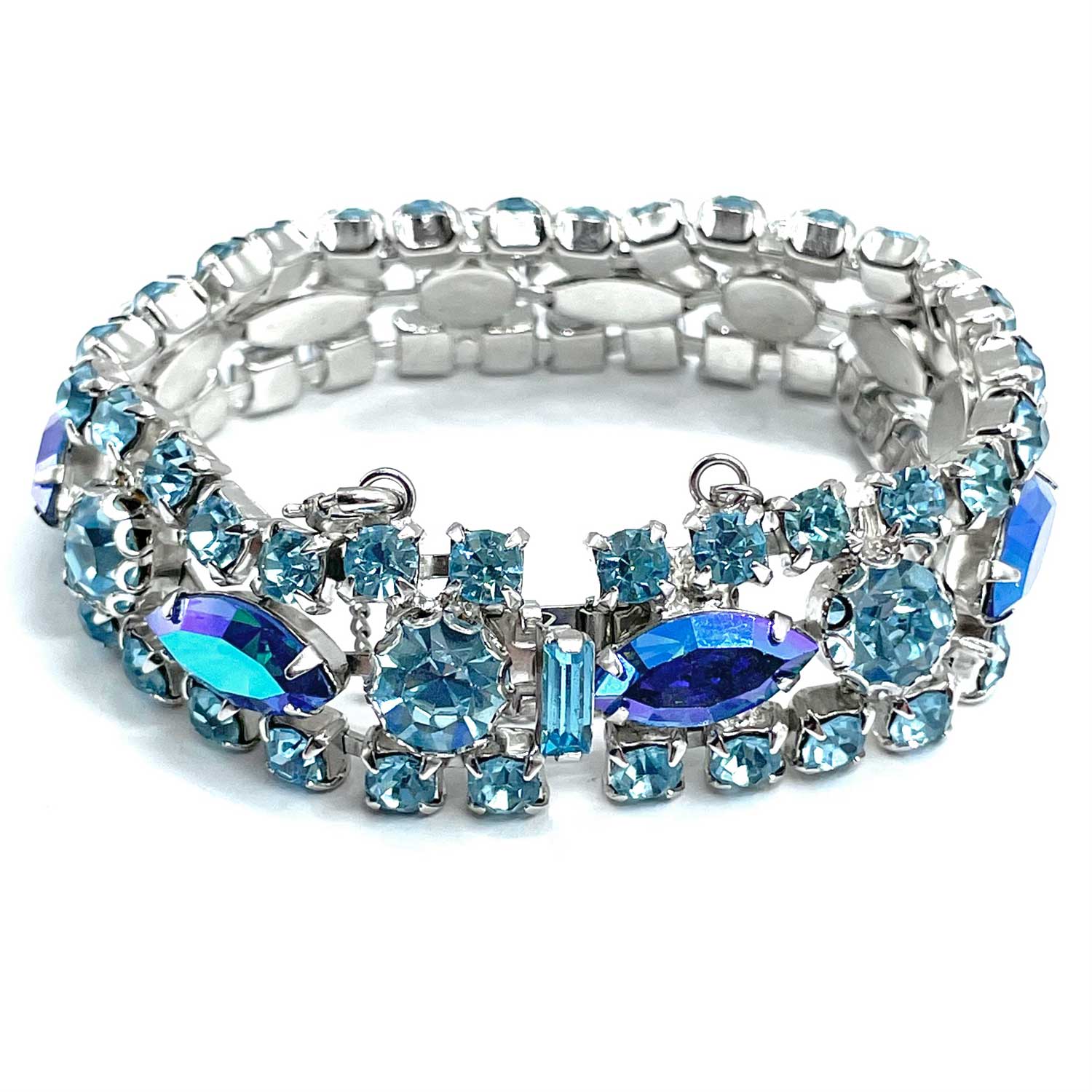 1950s Regency blue rhinestone bracelet