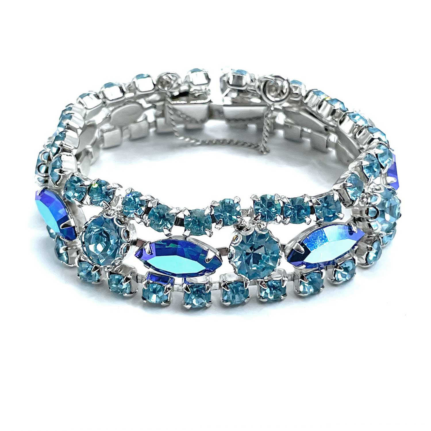 1950s Regency blue rhinestone bracelet