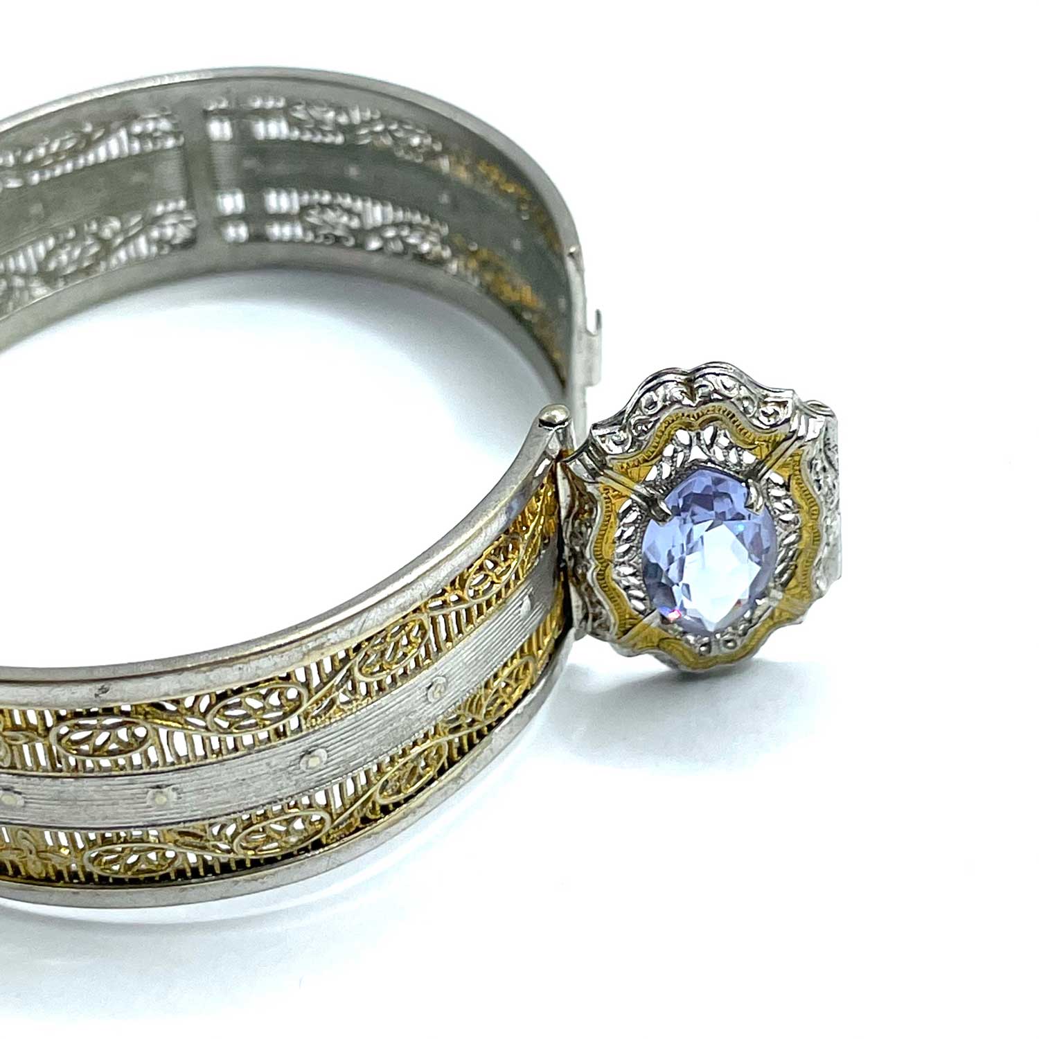 1930s JJ White Art Deco filigree bangle bracelet