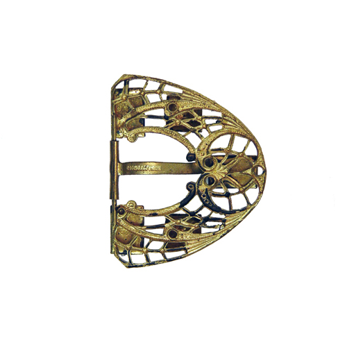 1930's Czechoslovakian glass and brass belt buckle