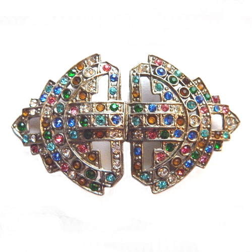 1930's art deco rhinestone belt buckle