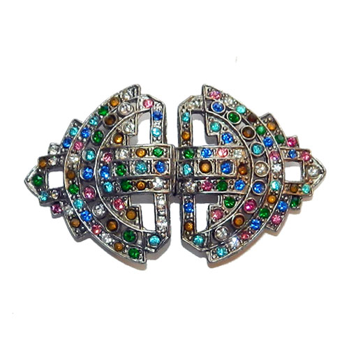 1930's art deco rhinestone belt buckle