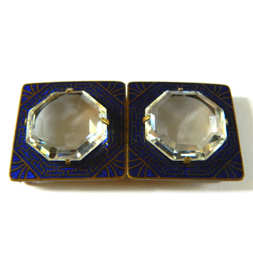 1930's Czechoslovakian glass and brass belt buckle