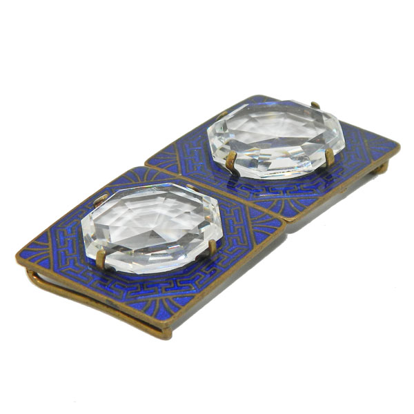 Antique enameled belt buckle