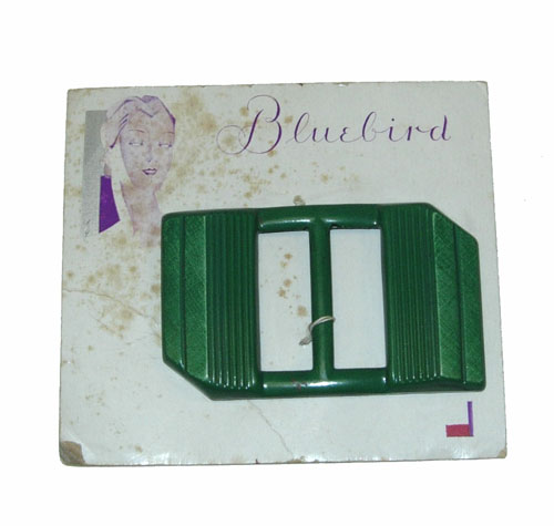 1930's green celluloid slide belt buckle