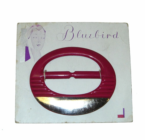 1930's red and silver slide belt buckle