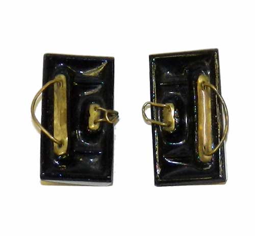 1930's art deco black glass belt buckle