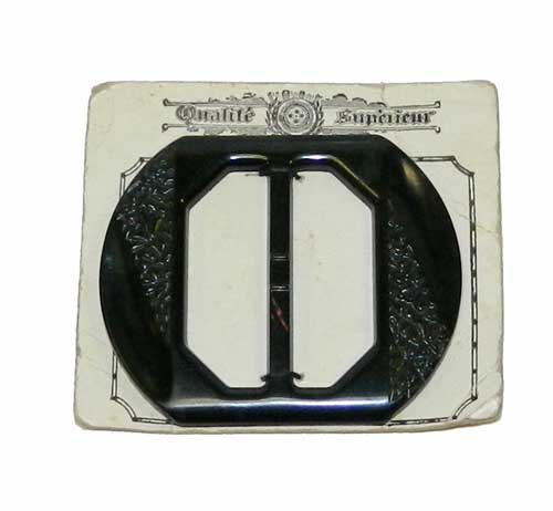 1930's carved black bakelite slide belt buckle