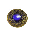 antique brass and cobalt blue glass button