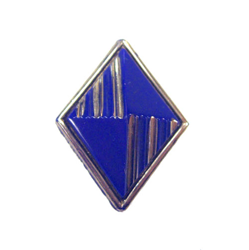 Art deco blue and silver diamond button