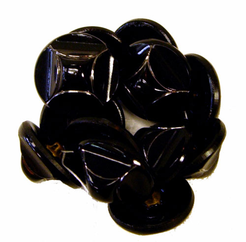 Matching set of 12 black and gold glass buttons