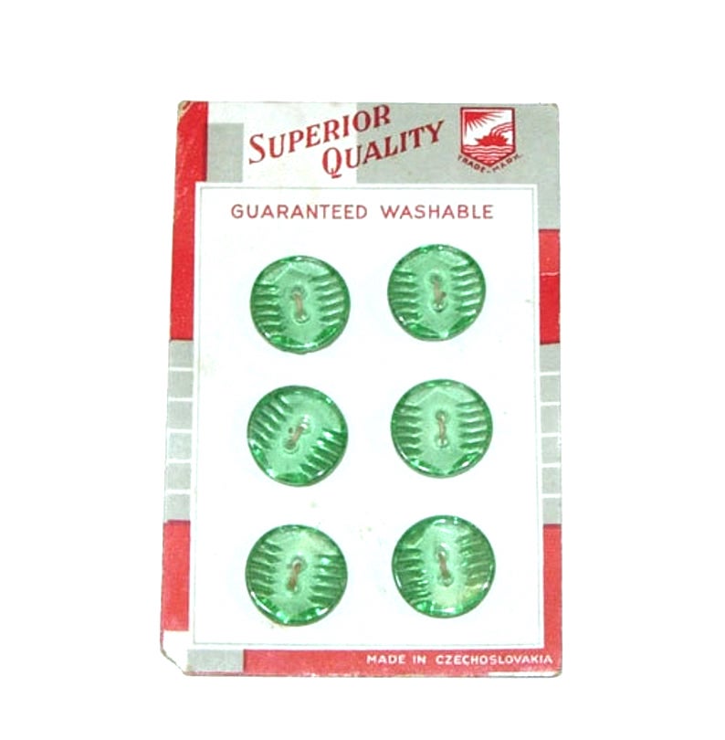 1930's green Czechoslovakian glass buttons
