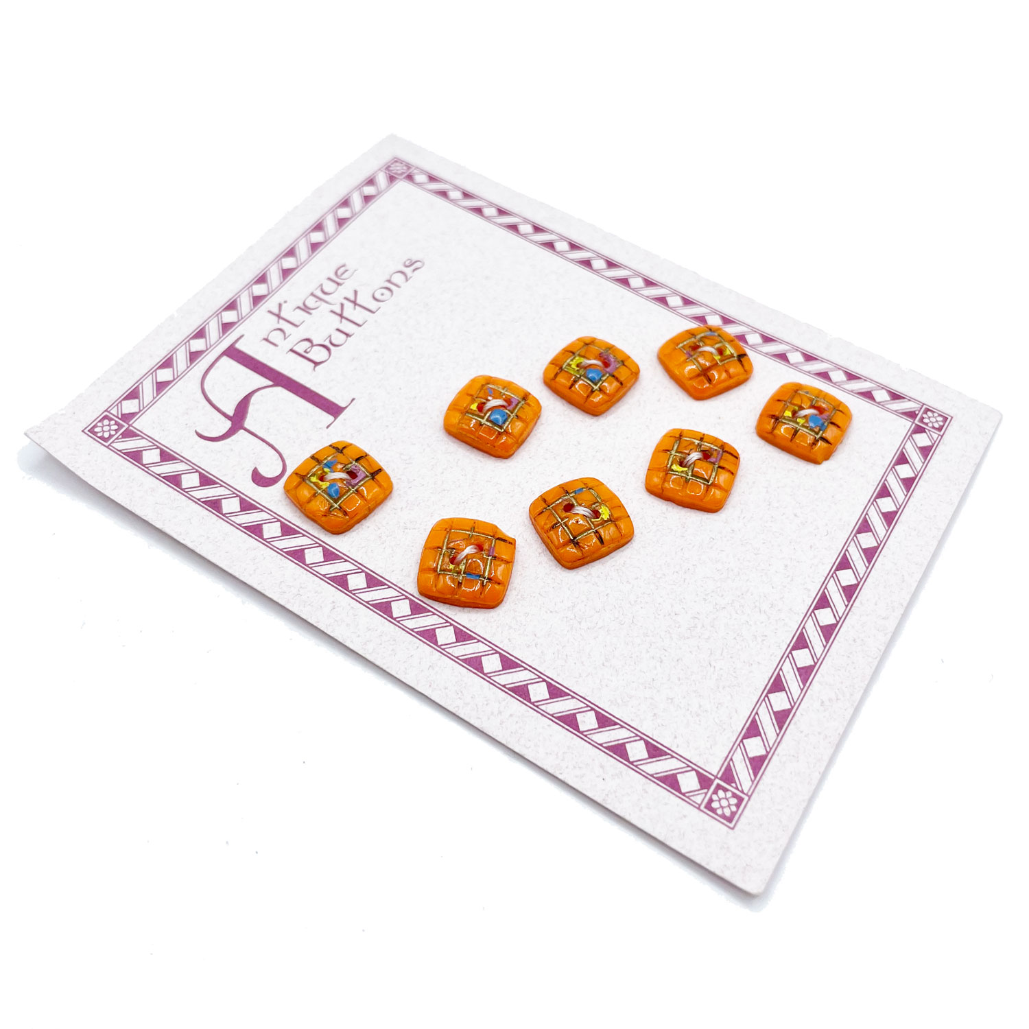 1920s Orange Glass Buttons