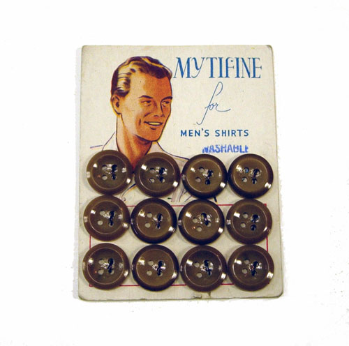 Set of 12 1940's brown shirt buttons