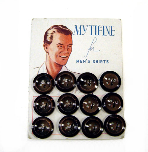 Set of 12 1940's brown shirt buttons