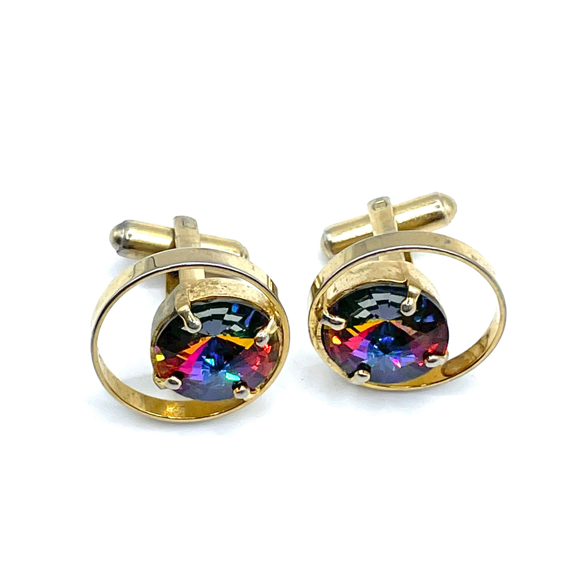 1960s rivoli rhinestone cufflinks