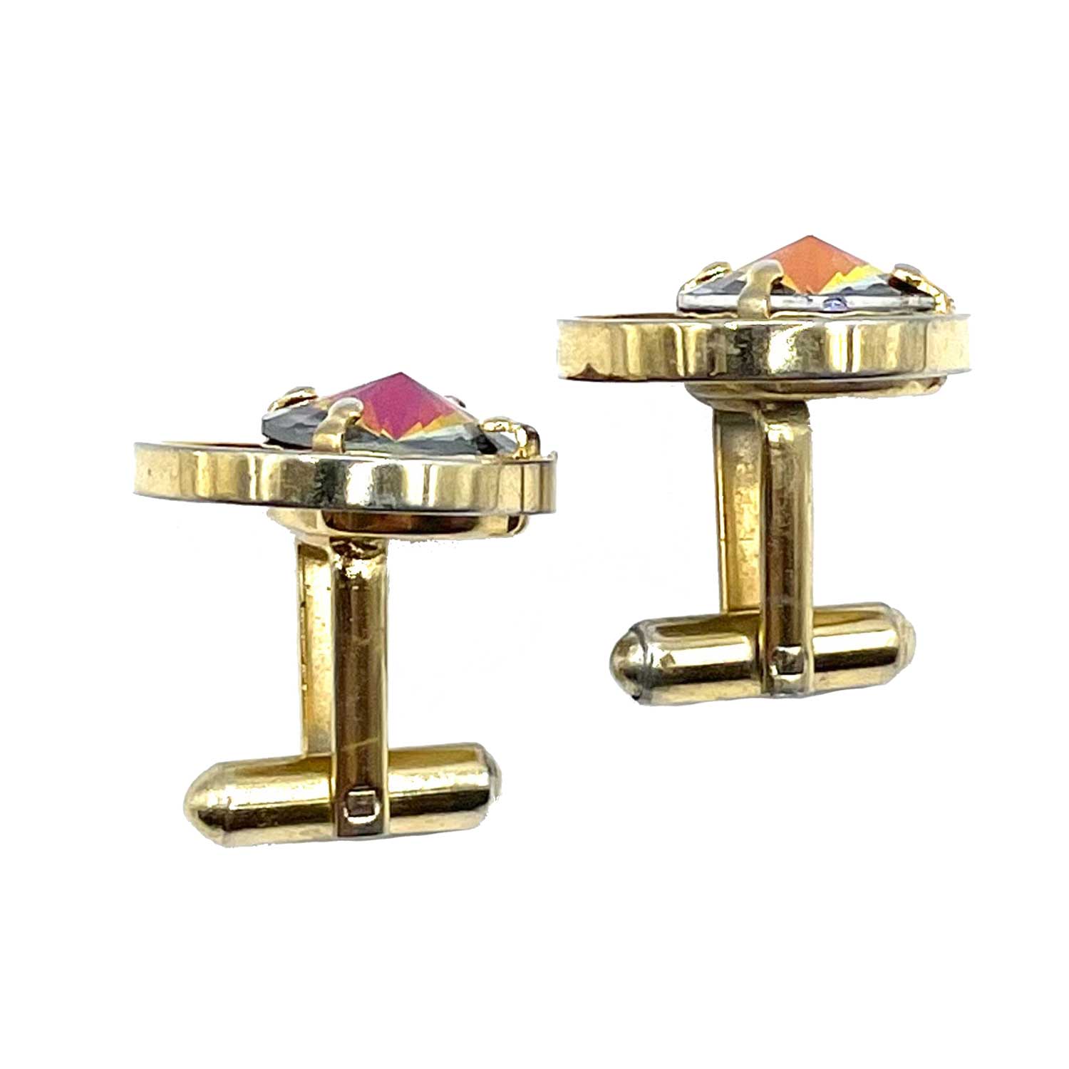 1960s rivoli rhinestone cufflinks