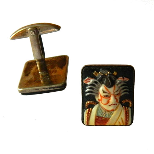 1950's Toshikane silver Samurai cuff links