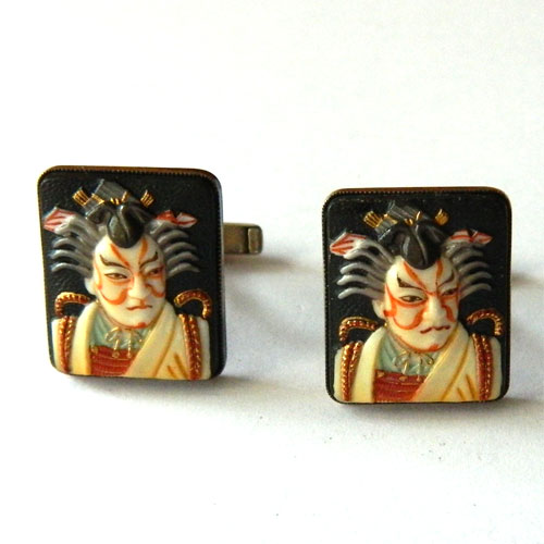 1950's Toshikane silver Samurai cuff links