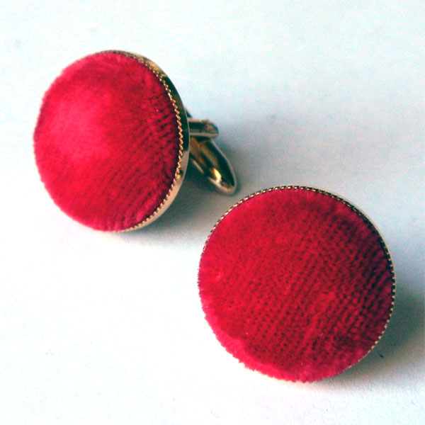 Red velvet cuff links