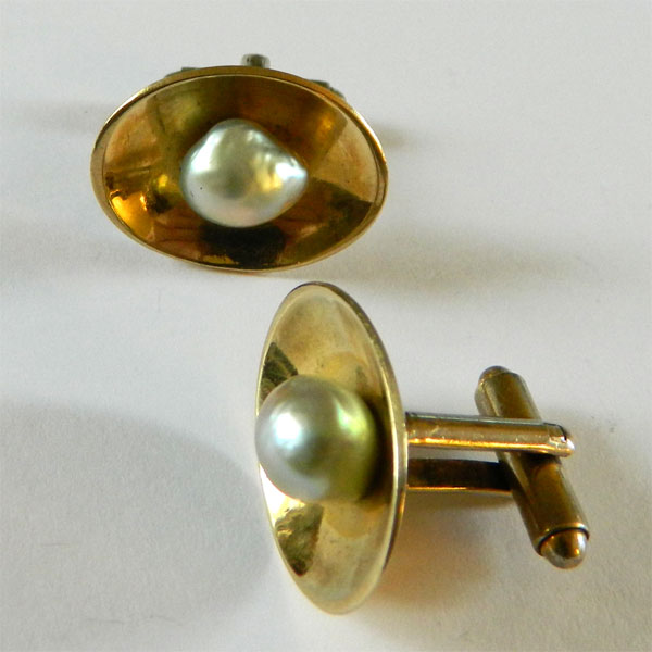 Sterling pearl cufflinks