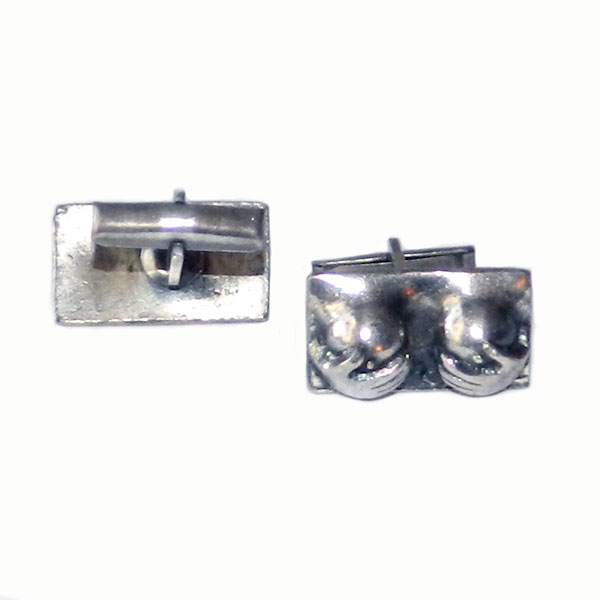 Silver tone cuff link set
