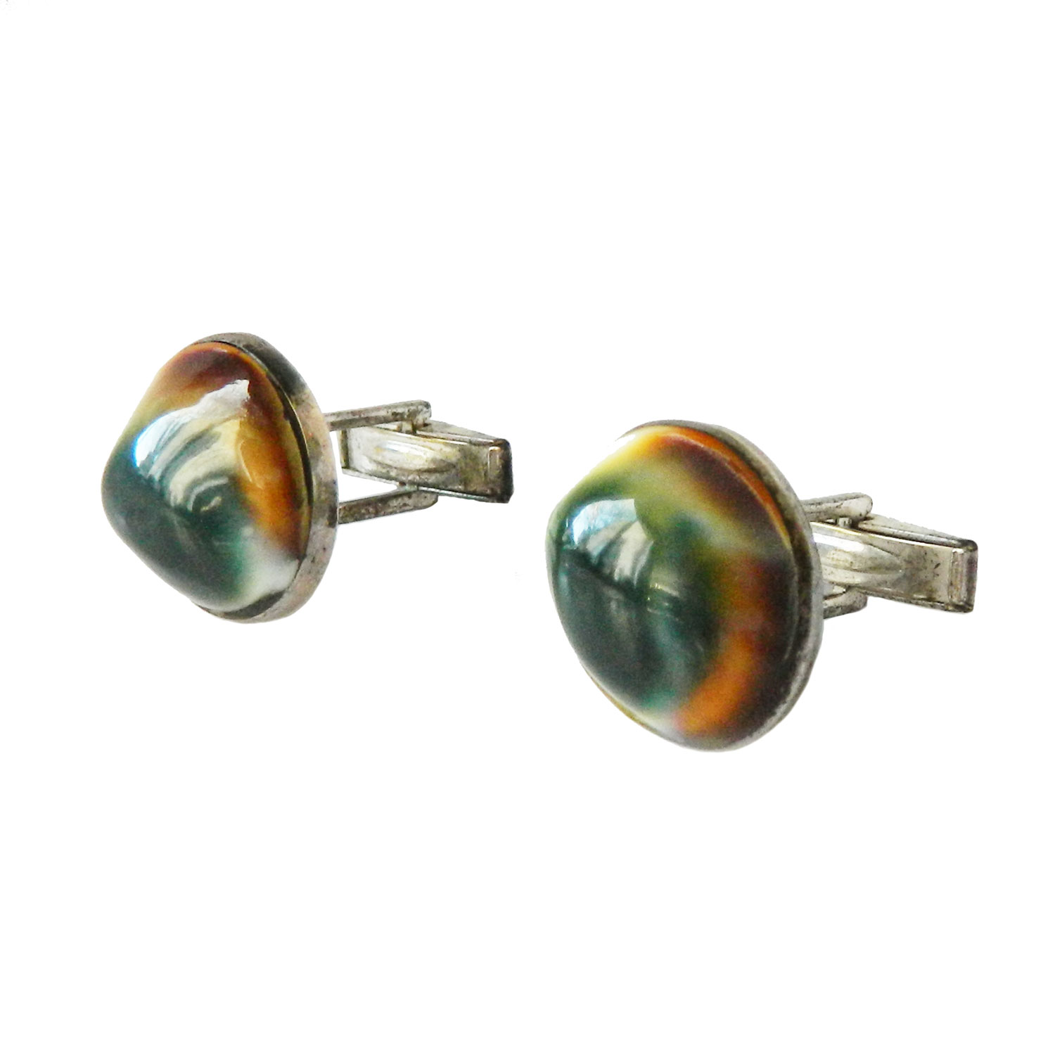 Sterling operculum shell cufflinks