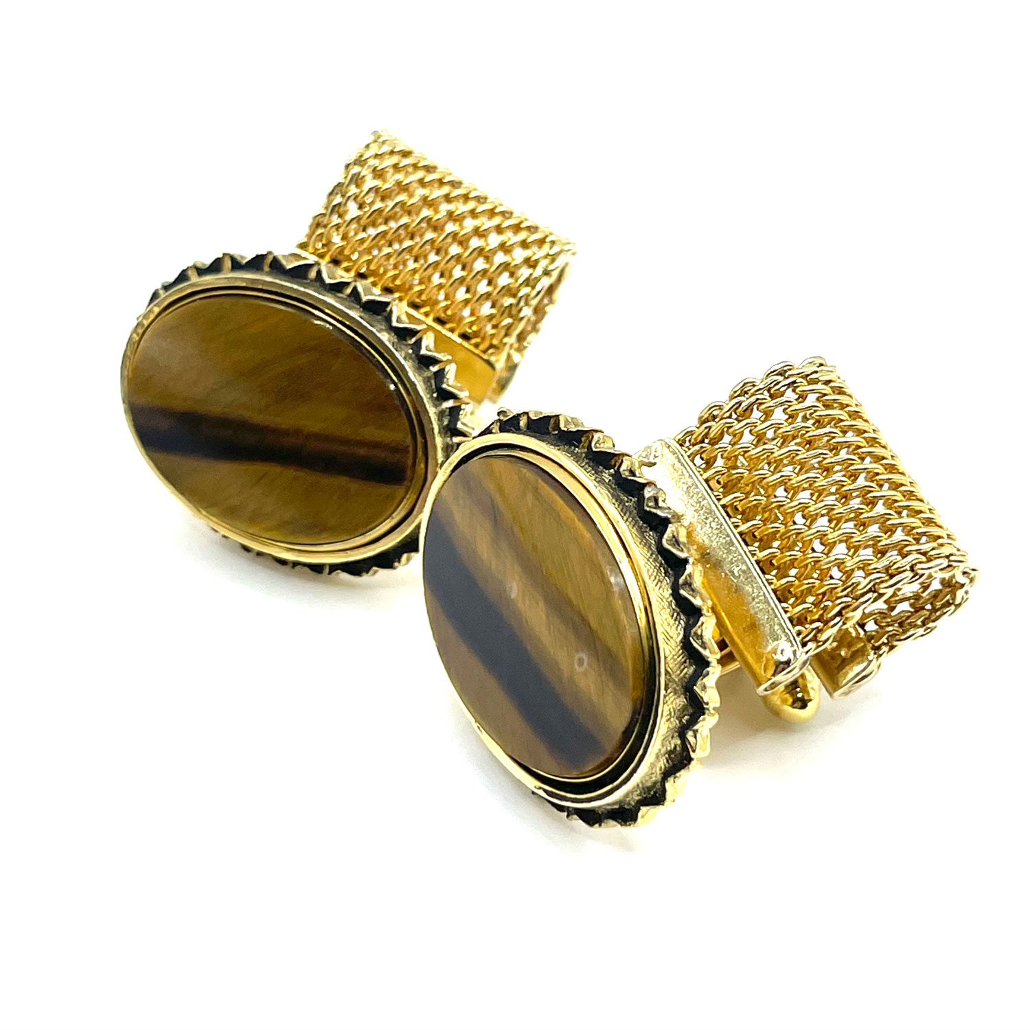 Vintage tiger eye wrap cuff links