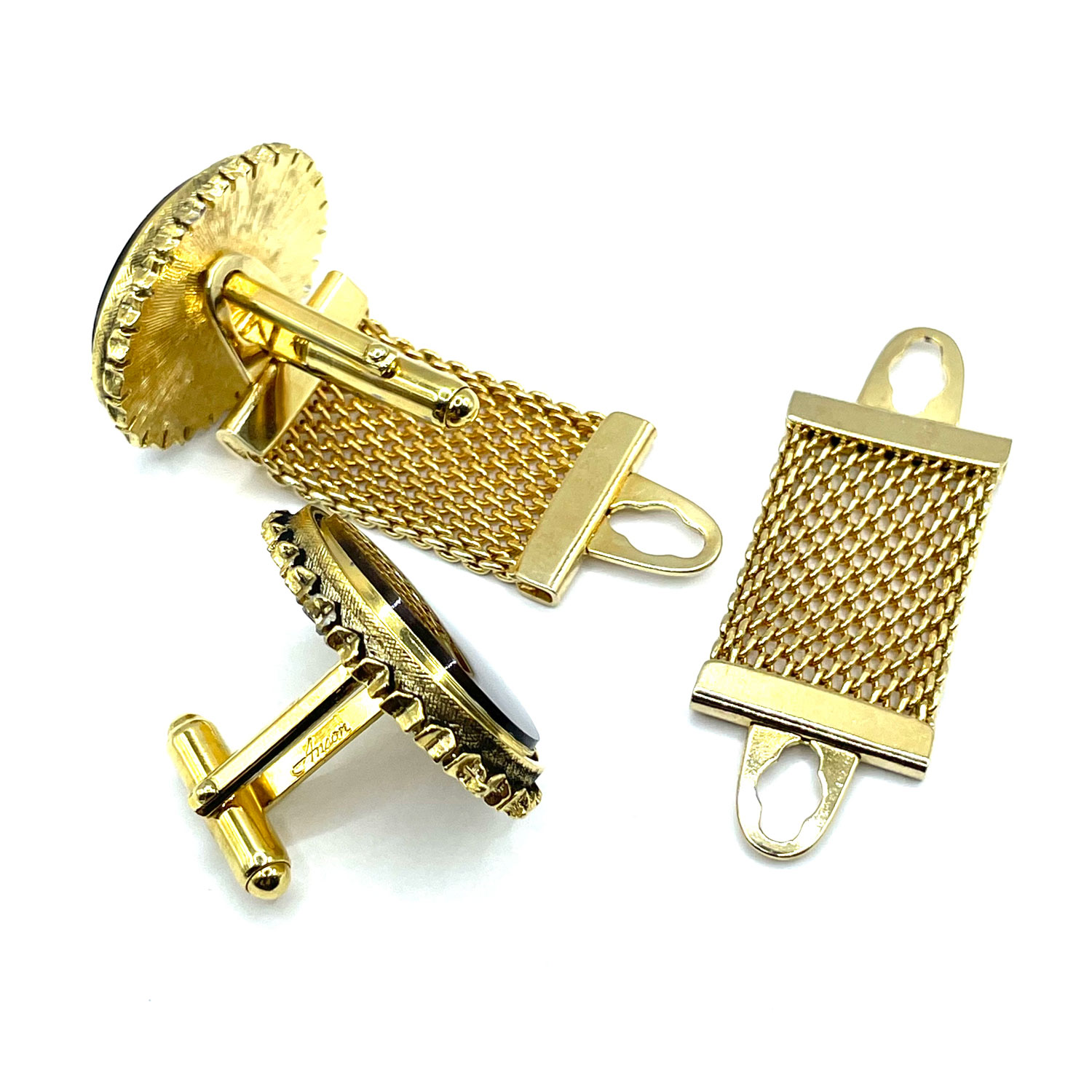 Vintage tiger eye wrap cuff links