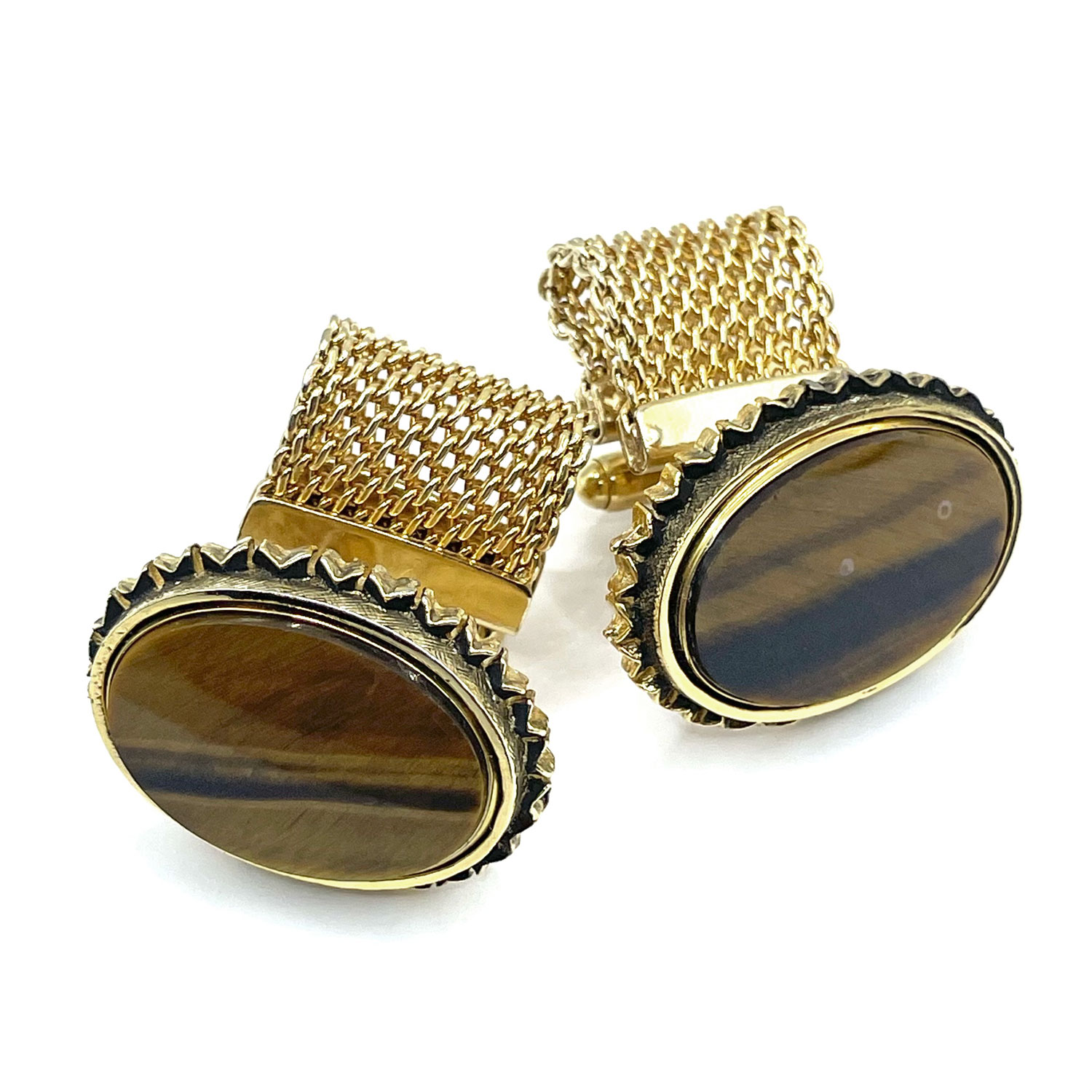 Vintage tiger eye wrap cuff links