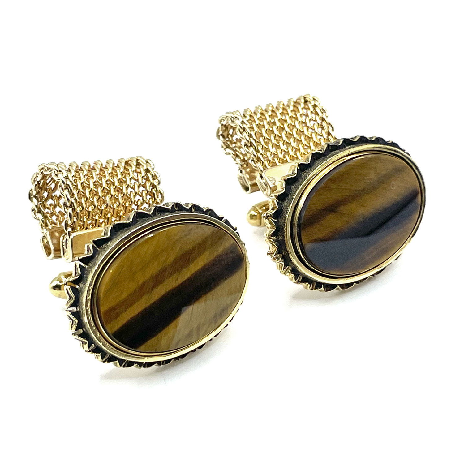 Vintage tiger eye wrap cuff links
