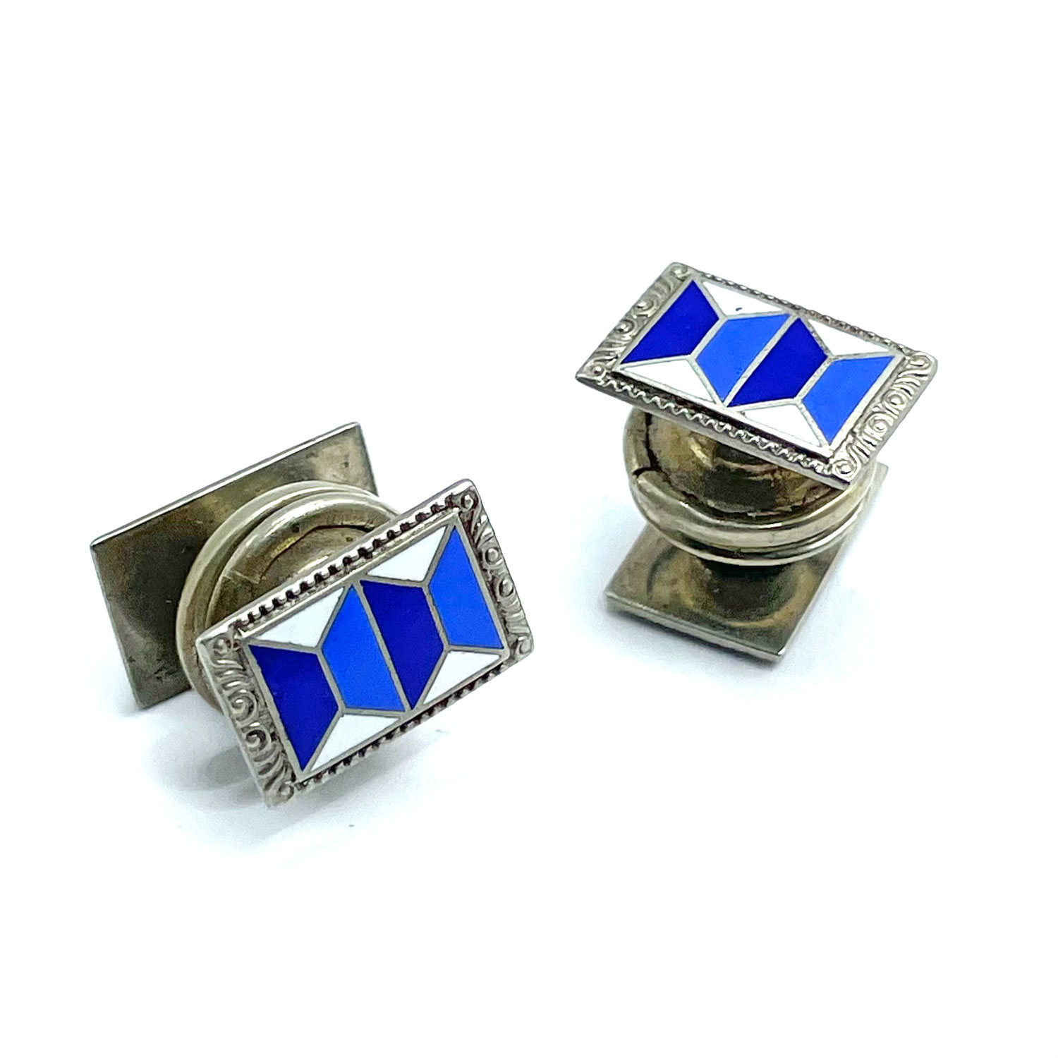 1920s enameled rectangular snap cufflinks